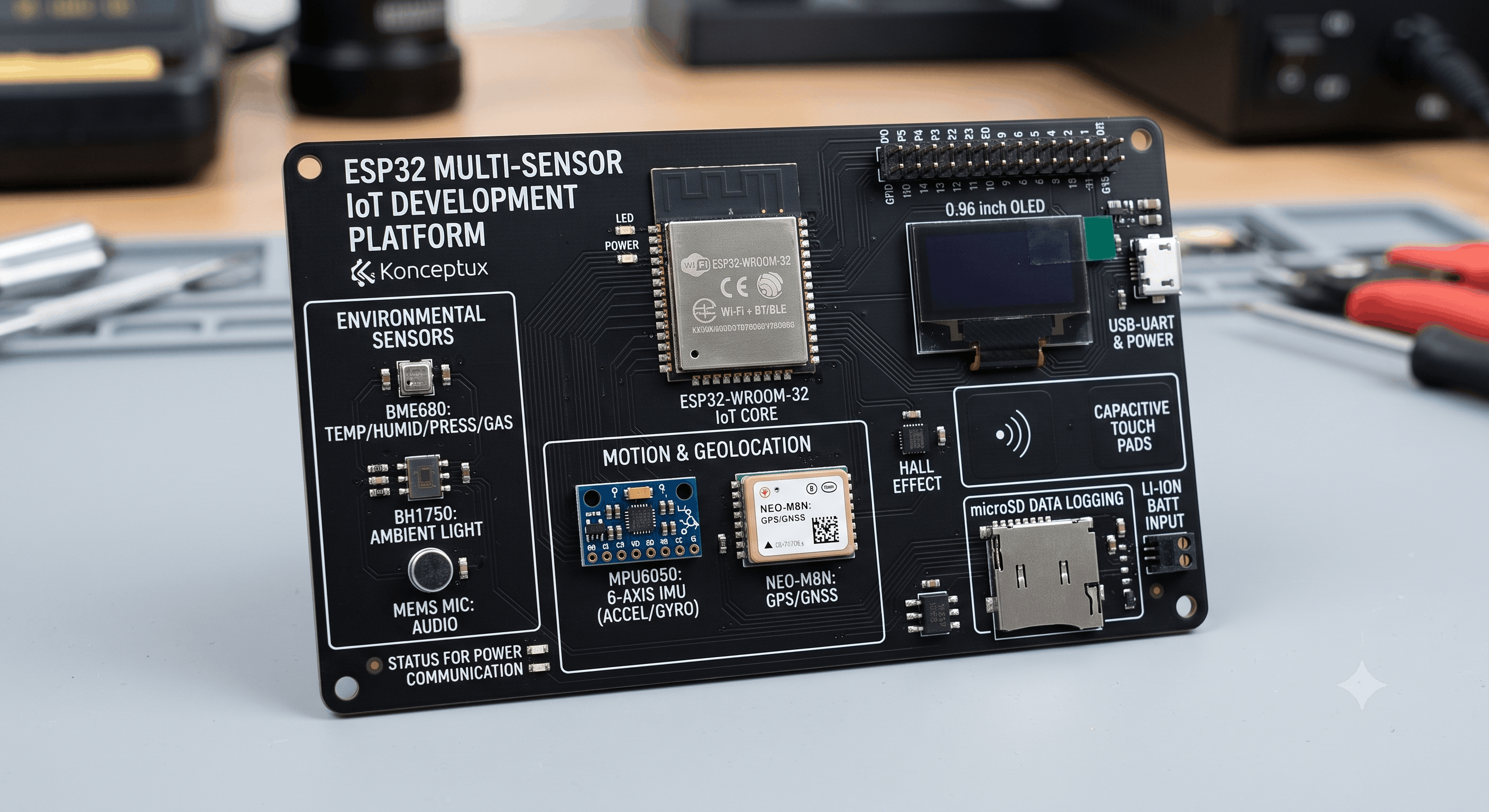 ESP32 Multi-Sensor IoT Board
